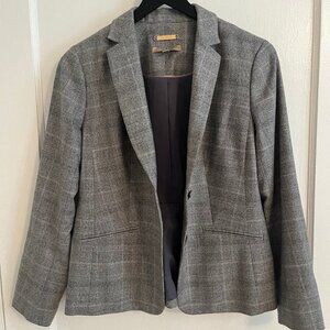Talbots Grey Checked Wool Blazer